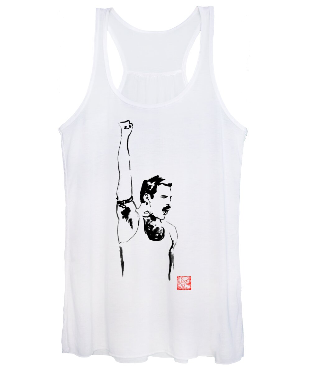 Freddy Mercury Women's Tank Top featuring the painting Freddy 06 by Pechane Sumie