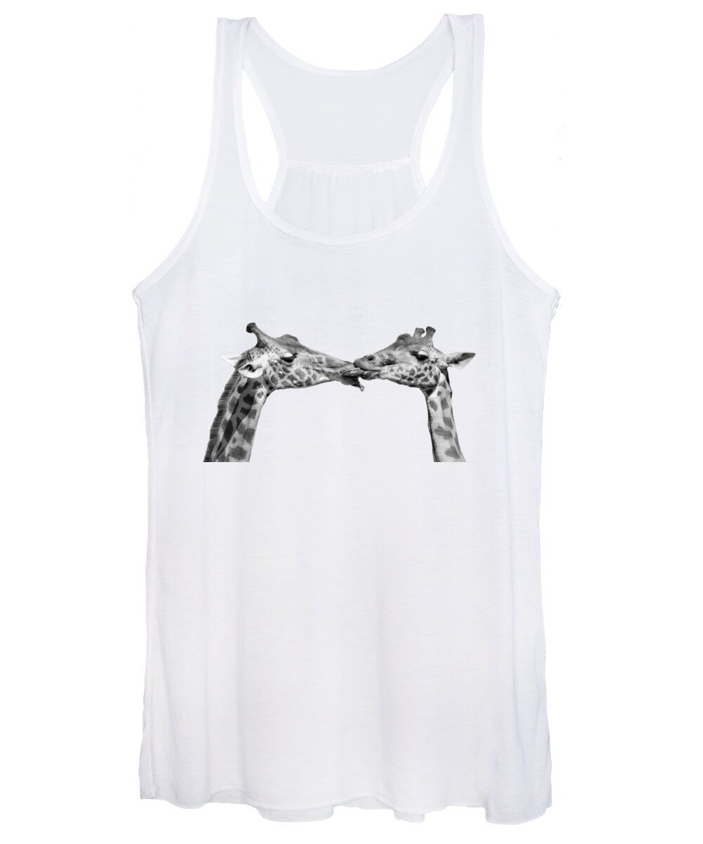 Giraffes Women's Tank Top featuring the photograph French kiss giraffes by Delphimages Photo Creations