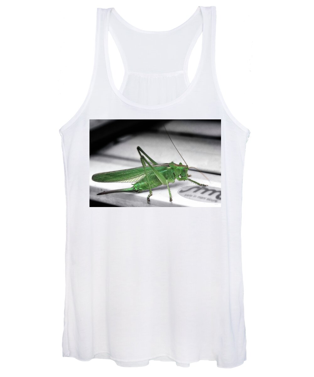 Animals Women's Tank Top featuring the photograph Fridolin the Grasshopper by Wolfgang Stocker