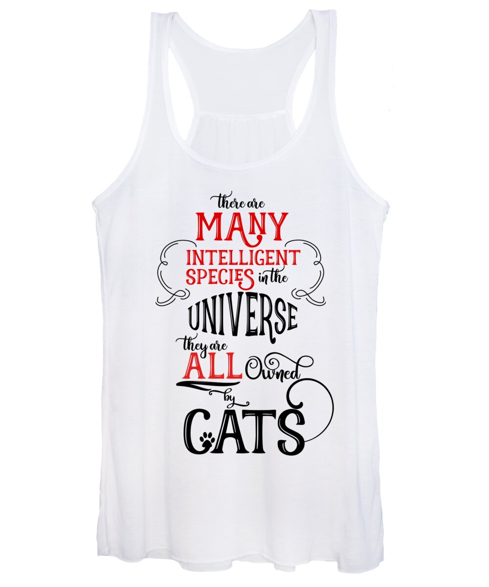 Cat Women's Tank Top featuring the digital art Funny Cat Lover All Owned by Cats by Doreen Erhardt