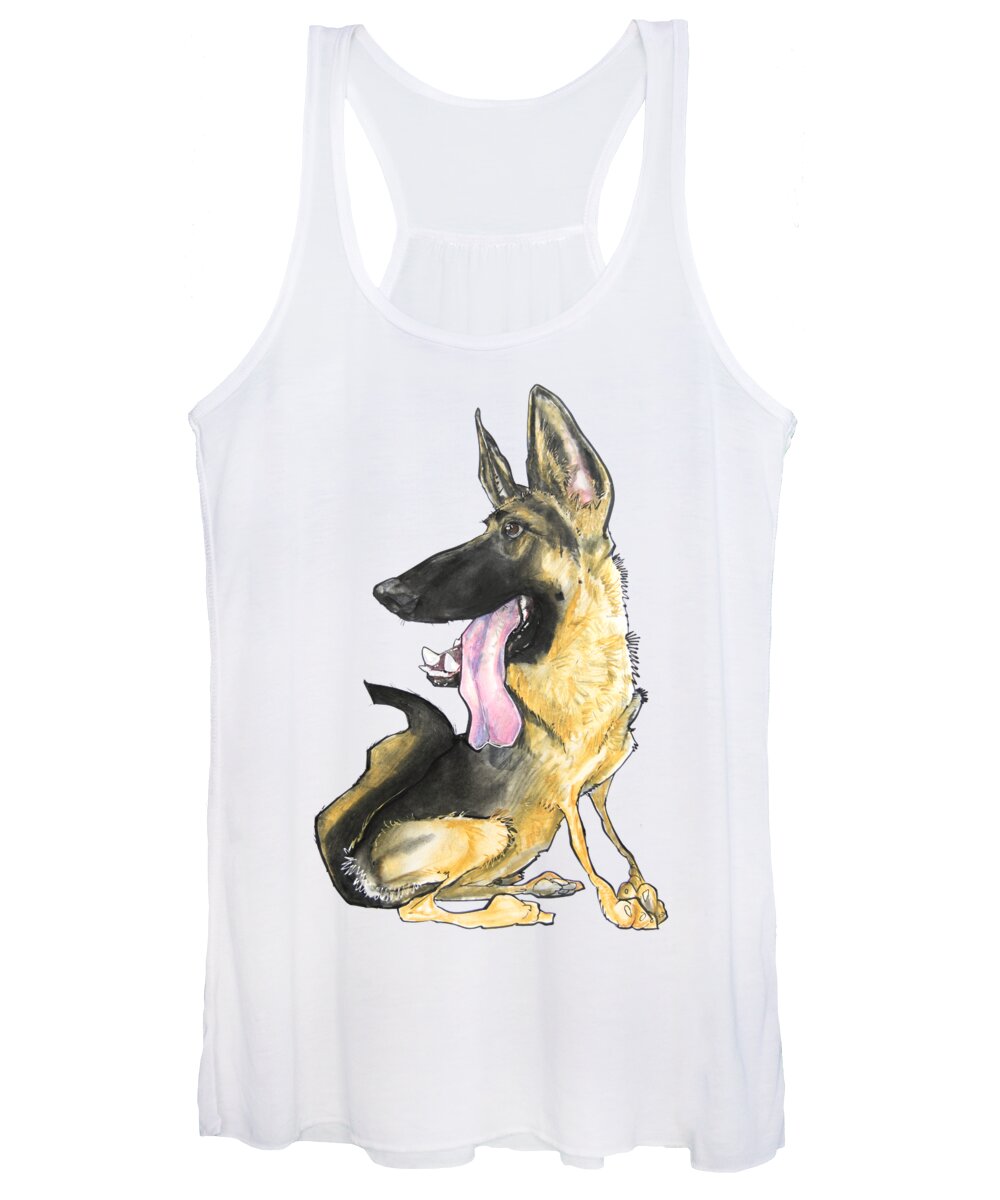 Dog Women's Tank Top featuring the drawing German Shepherd by Canine Caricatures By John LaFree