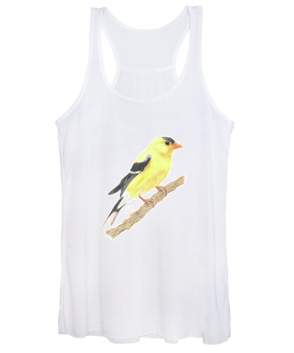 Bird Women's Tank Top featuring the painting Goldfinch by Monica Burnette