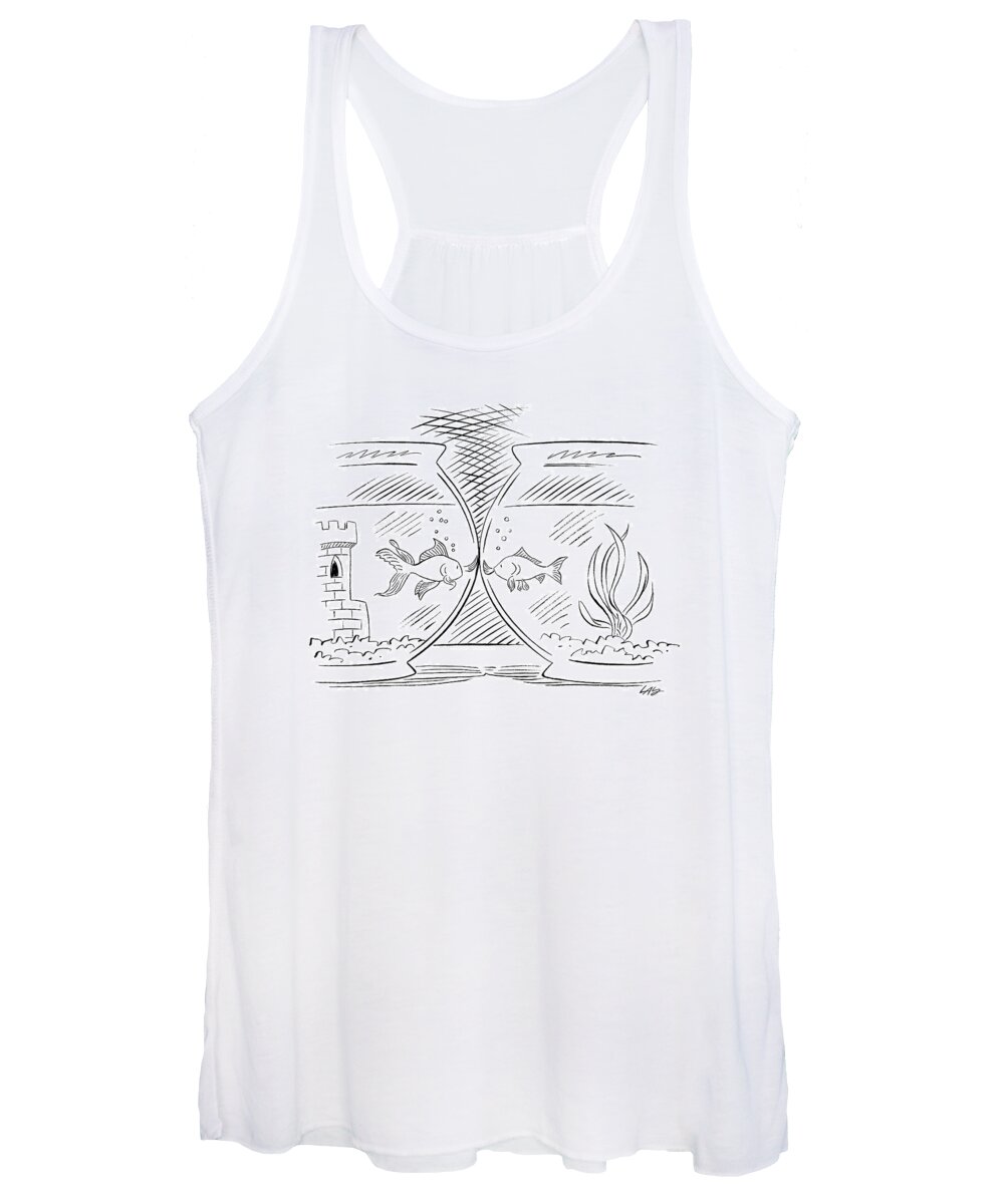 Captionless Women's Tank Top featuring the drawing Goldfish Greeting by Carol Lay