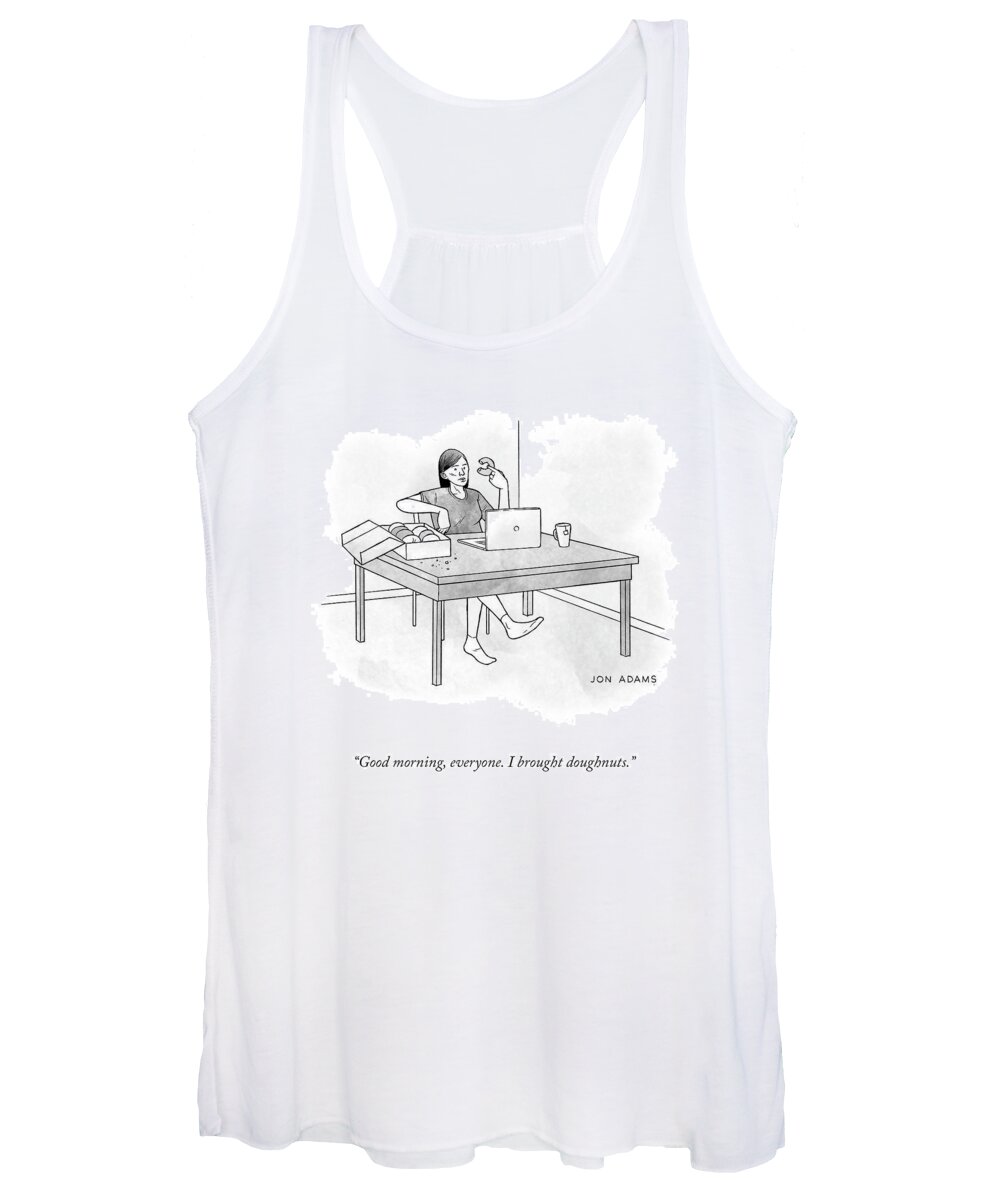 Good Morning Women's Tank Top featuring the drawing Good Morning by Jon Adams