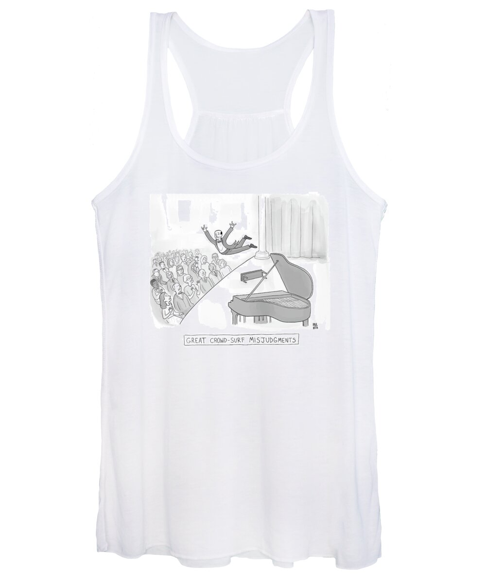 Captionless Women's Tank Top featuring the drawing Great Crowd Surf Misjudgments by Paul Noth