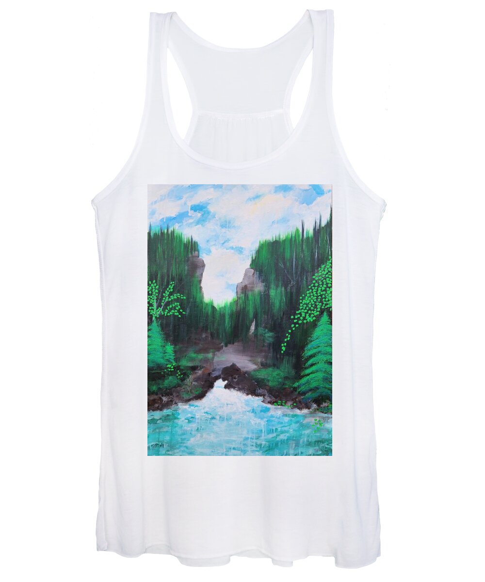 Green Women's Tank Top featuring the painting Green in Nature by Lynne McQueen
