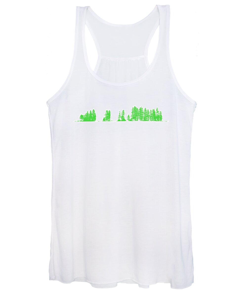 Tree Women's Tank Top featuring the mixed media Green Trees by Moira Law