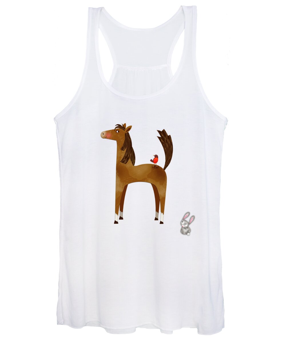 Letter H Women's Tank Top featuring the digital art H is for Henry the Horse by Valerie Drake Lesiak