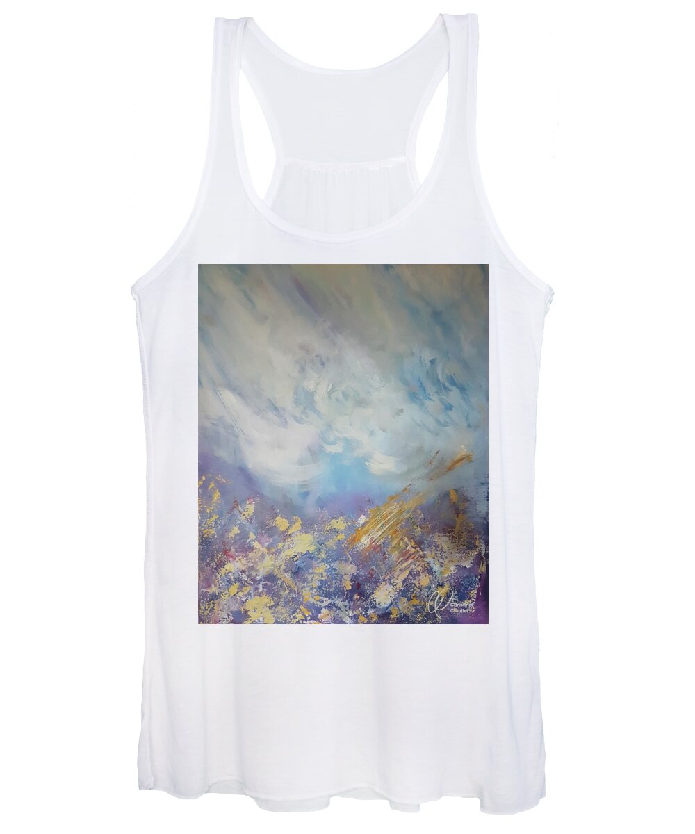 Blue Women's Tank Top featuring the painting Heaven on earth by Christine Cloutier
