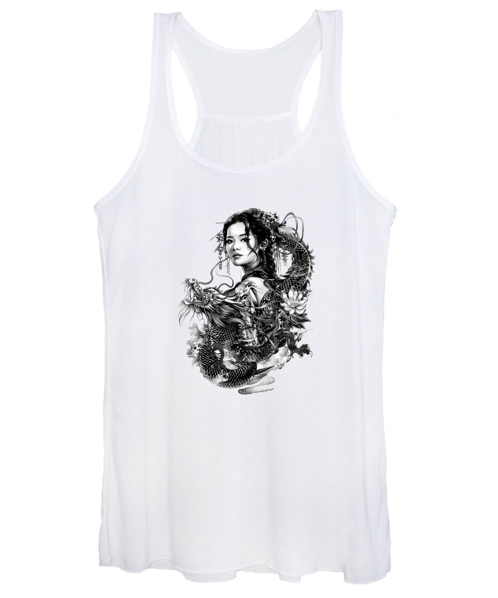 Tattoo Women's Tank Top featuring the mixed media Highly Detailed Japanese Tattoo Style Art by Loose Goose Tattoos
