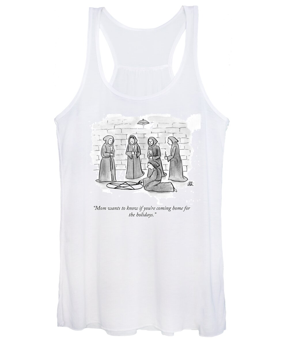 Mom Wants To Know If You're Coming Home For The Holidays. Women's Tank Top featuring the drawing Home For the Holidays by Ali Solomon