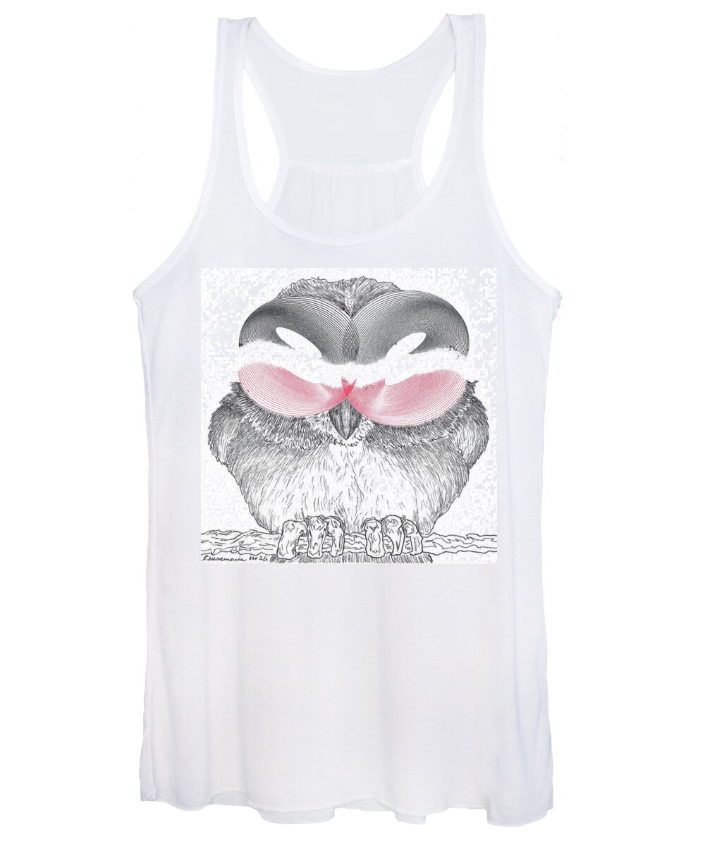 Owl Women's Tank Top featuring the mixed media Hoot Owl by Teresamarie Yawn