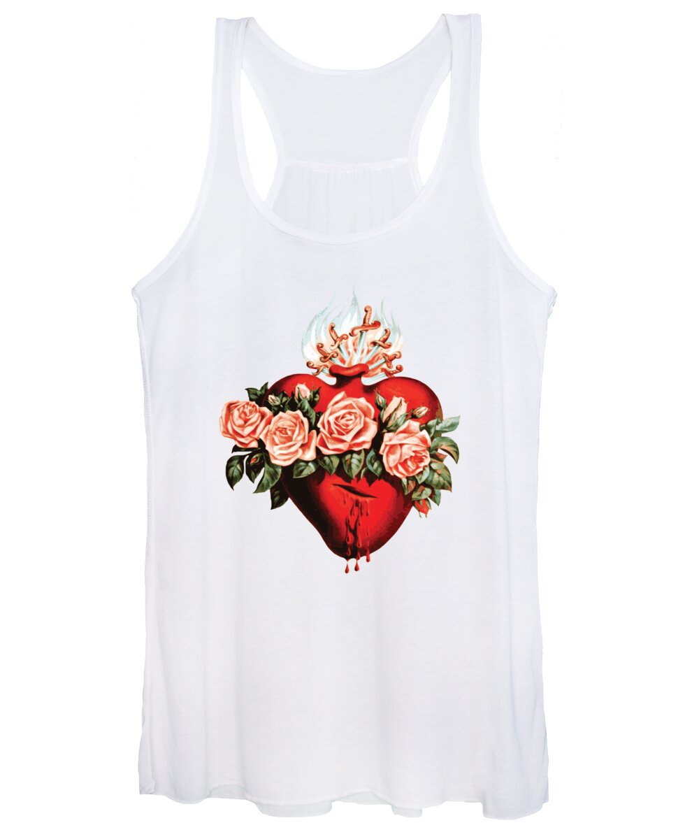 Mary Women's Tank Top featuring the digital art Immaculate Heart of Virgin Mary by Beltschazar