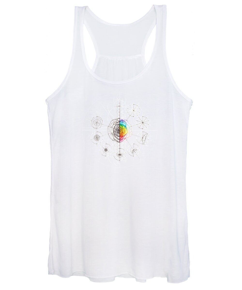 Flower Women's Tank Top featuring the drawing Intuitive Geometry Rose with steps by Nathalie Strassburg