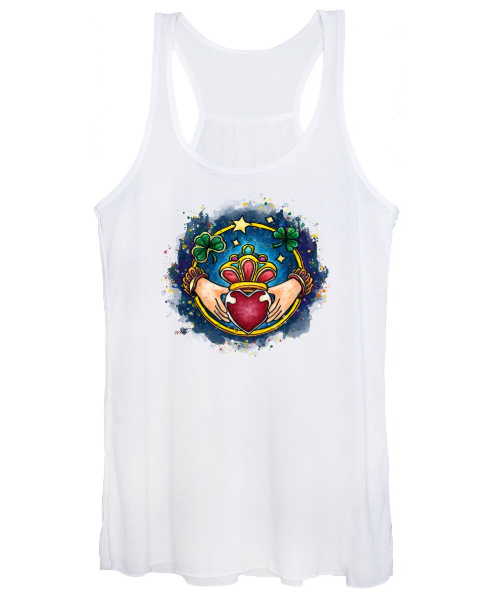 Claddagh Women's Tank Top featuring the painting Ireland engagement ring, Claddagh by Nadia CHEVREL