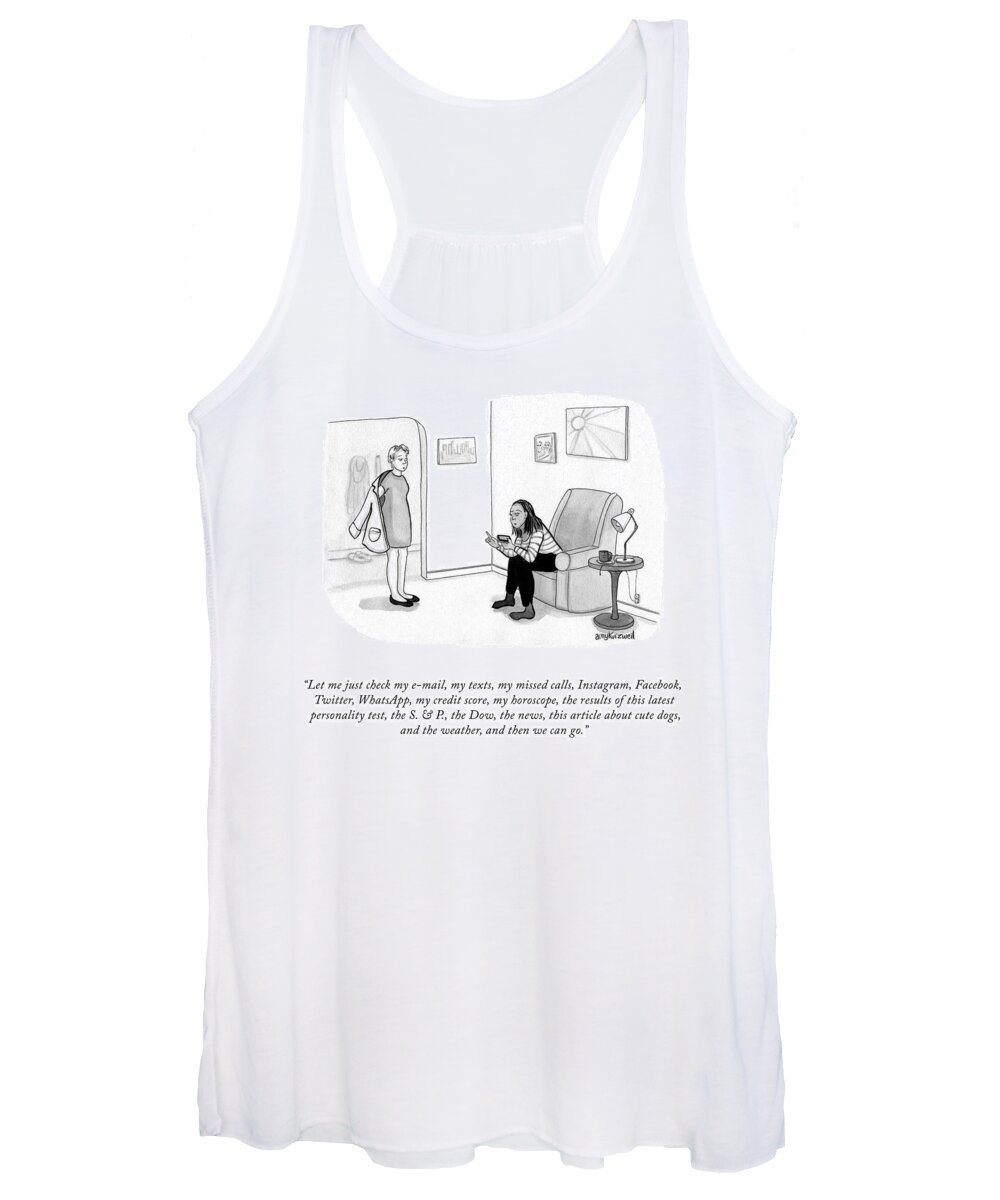 Let Me Just Check My E-mail Women's Tank Top featuring the drawing Just Let Me Check by Amy Kurzweil