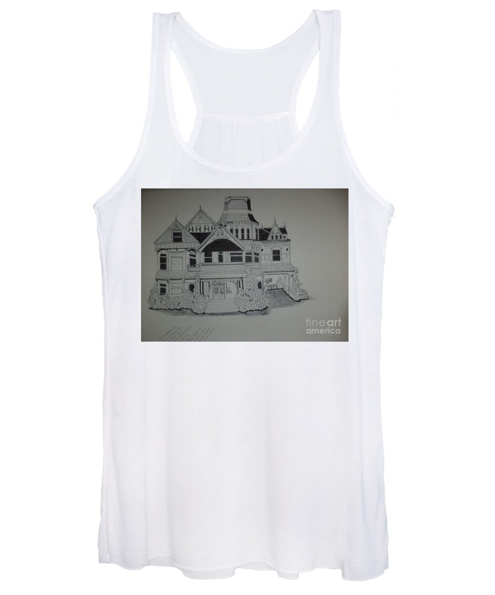 Women's Tank Top featuring the drawing Kiss Me Deadly Ink Drawing by Donald Northup