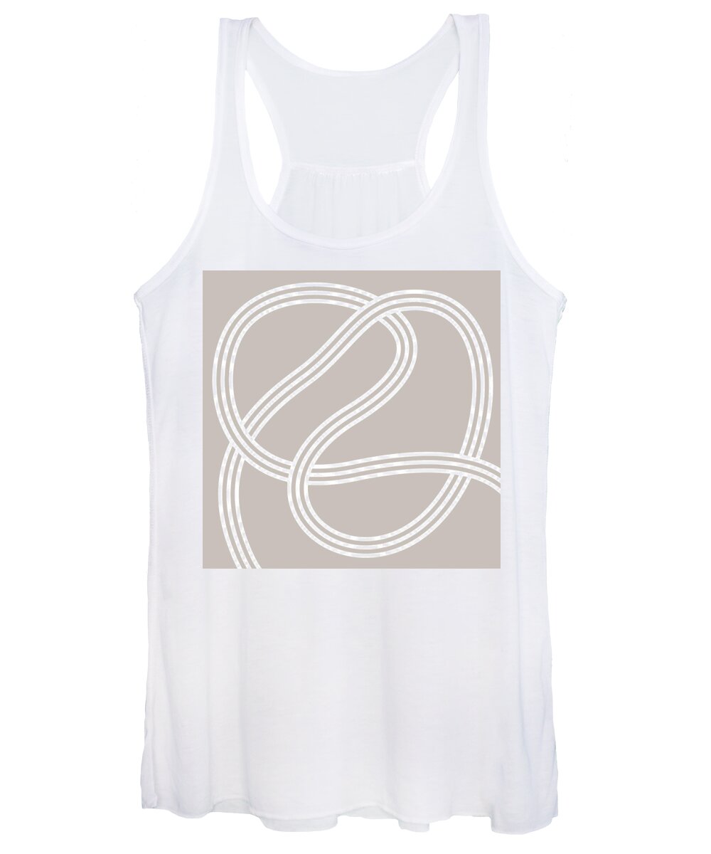Nikita Coulombe Women's Tank Top featuring the painting Knot 3 in dark greige by Nikita Coulombe
