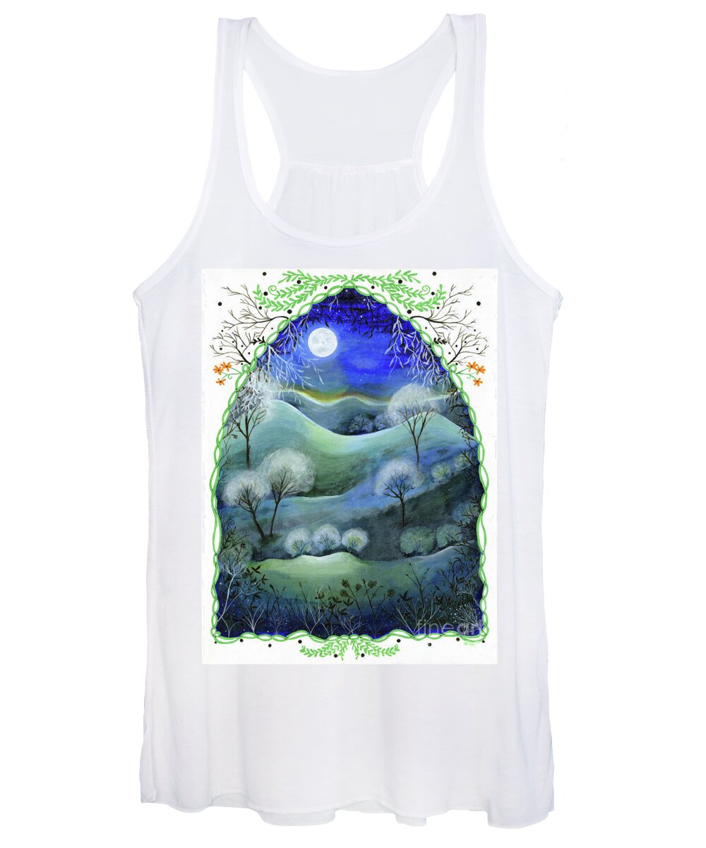 Fantasy Women's Tank Top featuring the painting Landscape Moonlight Fantasy by Lise Winne