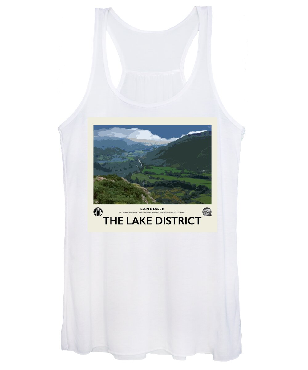 Langdale Women's Tank Top featuring the photograph Langdale Valley Cream Railway Poster by Brian Watt