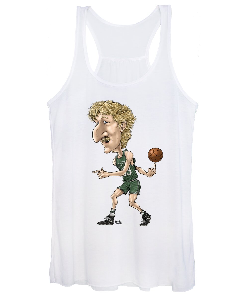 Mikescottdraws Women's Tank Top featuring the drawing Larry Bird, green uni by Mike Scott
