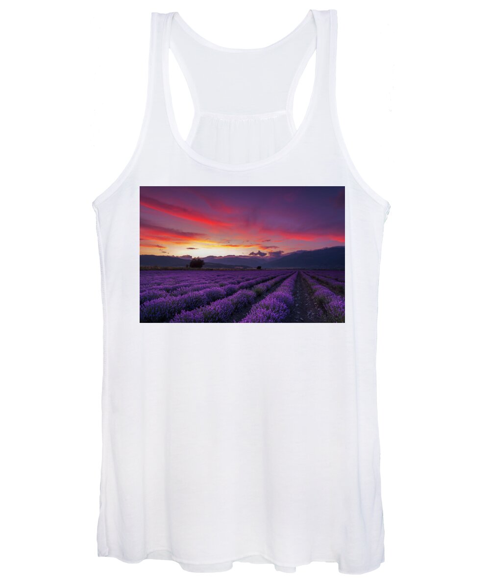 Dusk Women's Tank Top featuring the photograph Lavender Season by Evgeni Dinev