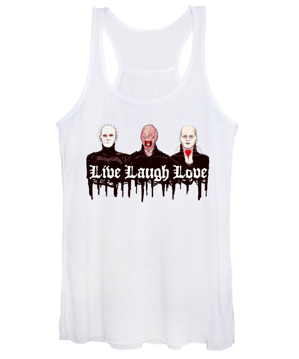 Hell Women's Tank Top featuring the drawing Live Laugh Suffer by Ludwig Van Bacon