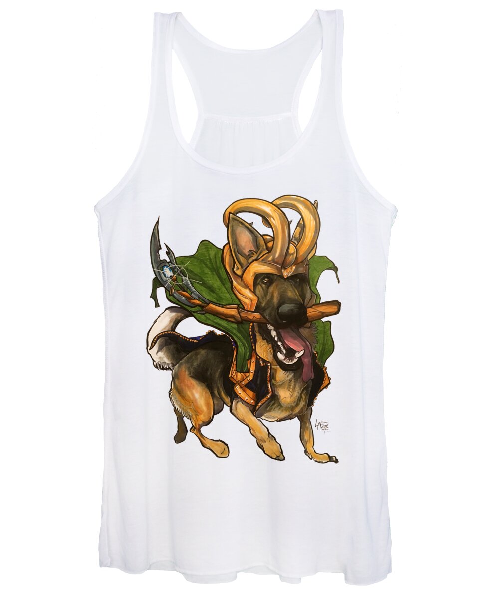 Dog Women's Tank Top featuring the drawing Loki German Shepherd by Canine Caricatures By John LaFree