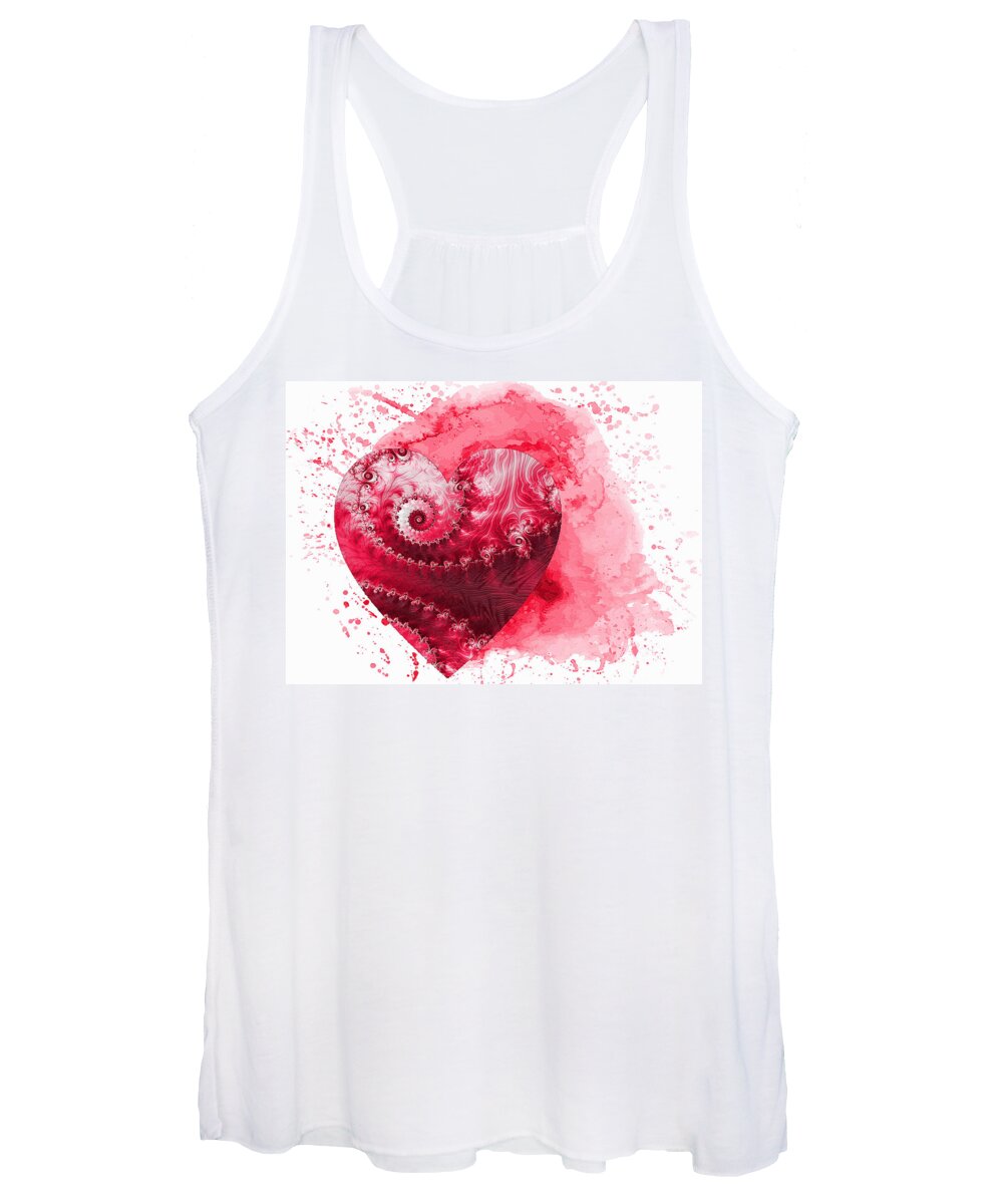 Fractal Watercolor Fusion Women's Tank Top featuring the mixed media Love is Messy- Fractal Watercolor Fusion Art by Shelli Fitzpatrick