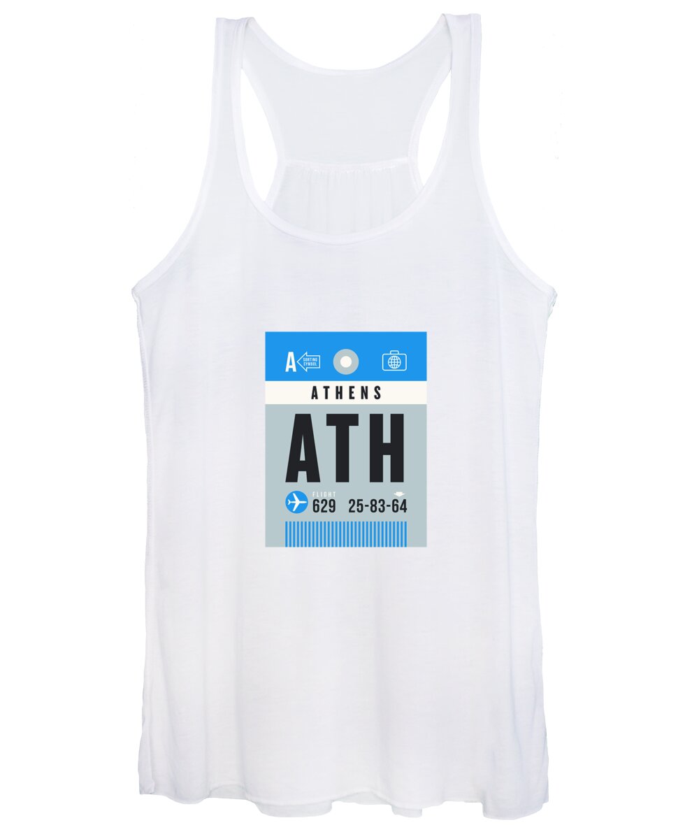 Airline Women's Tank Top featuring the digital art Luggage Tag A - ATH Athens Greece by Organic Synthesis