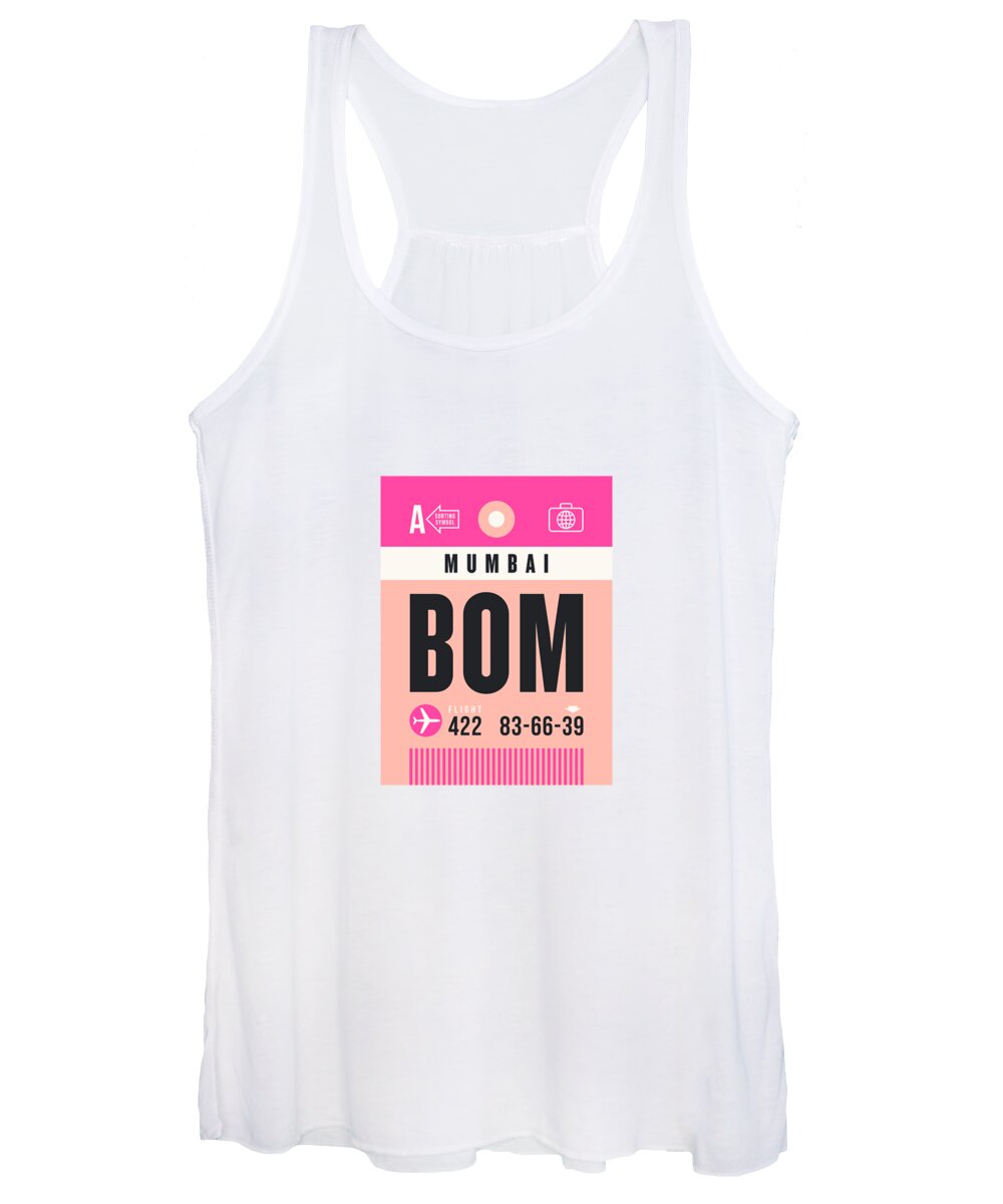 Airline Women's Tank Top featuring the digital art Luggage Tag A - BOM Mumbai India by Organic Synthesis