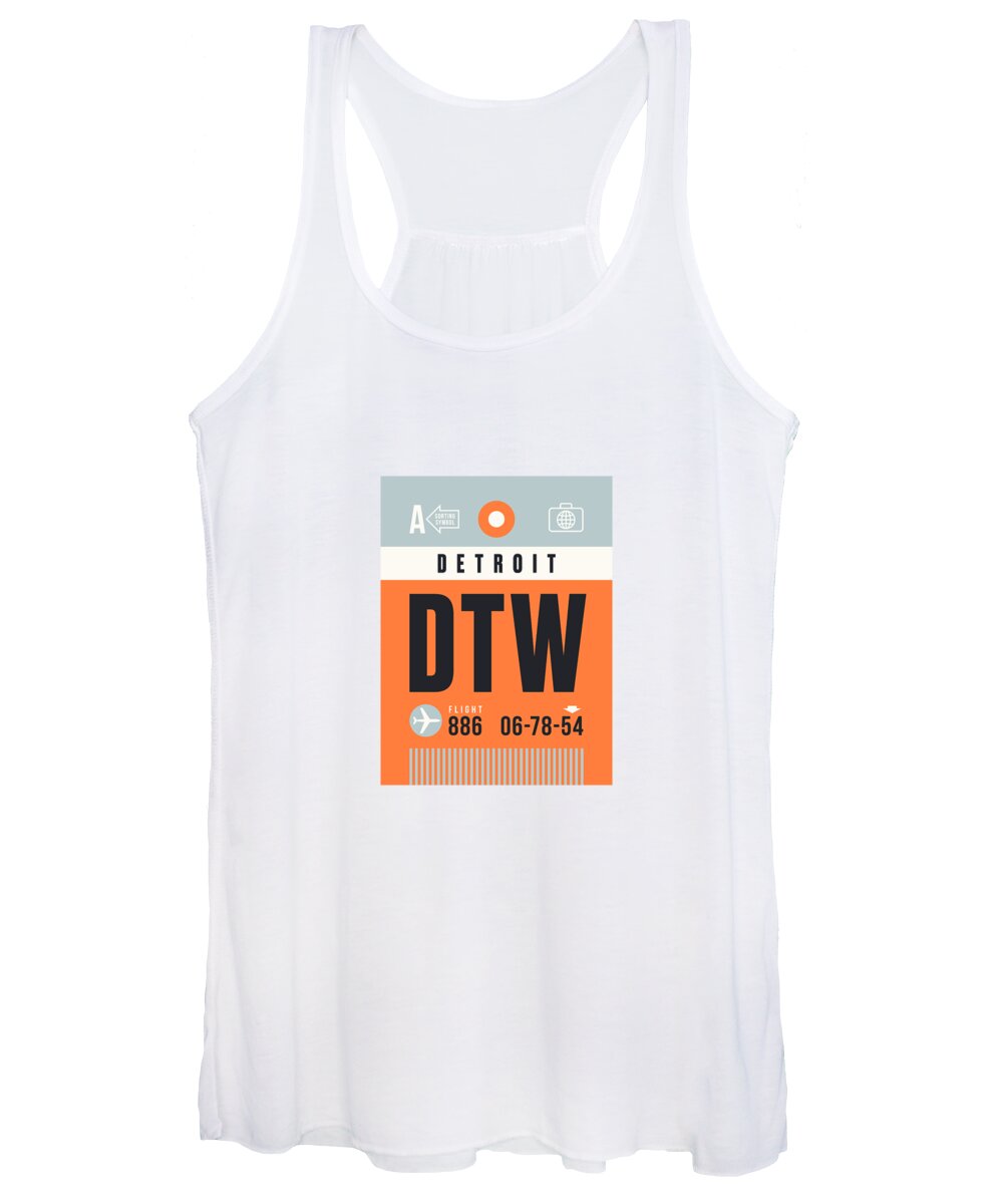 Airline Women's Tank Top featuring the digital art Luggage Tag A - DTW Detroit USA by Organic Synthesis