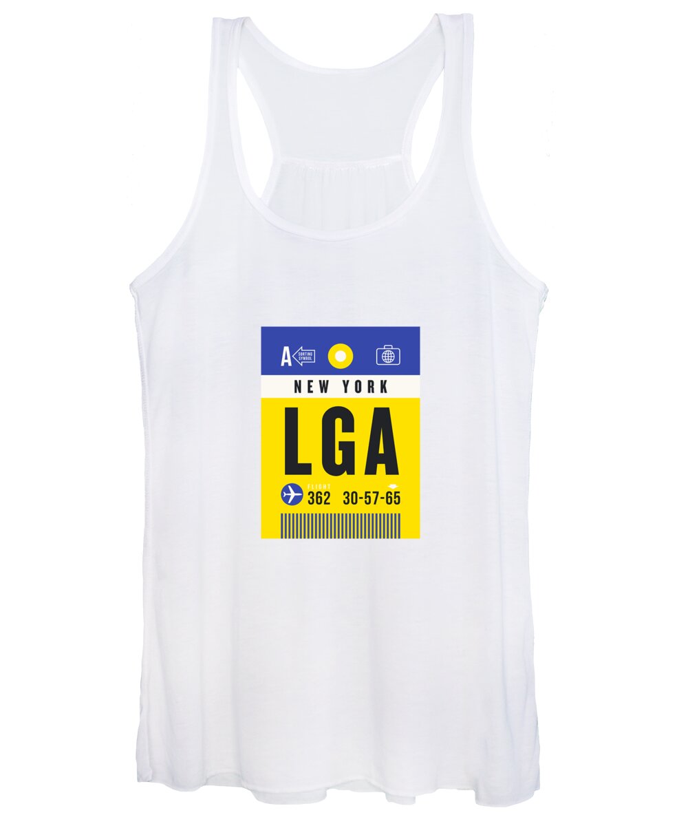 Airline Women's Tank Top featuring the digital art Luggage Tag A - LGA New York USA by Organic Synthesis