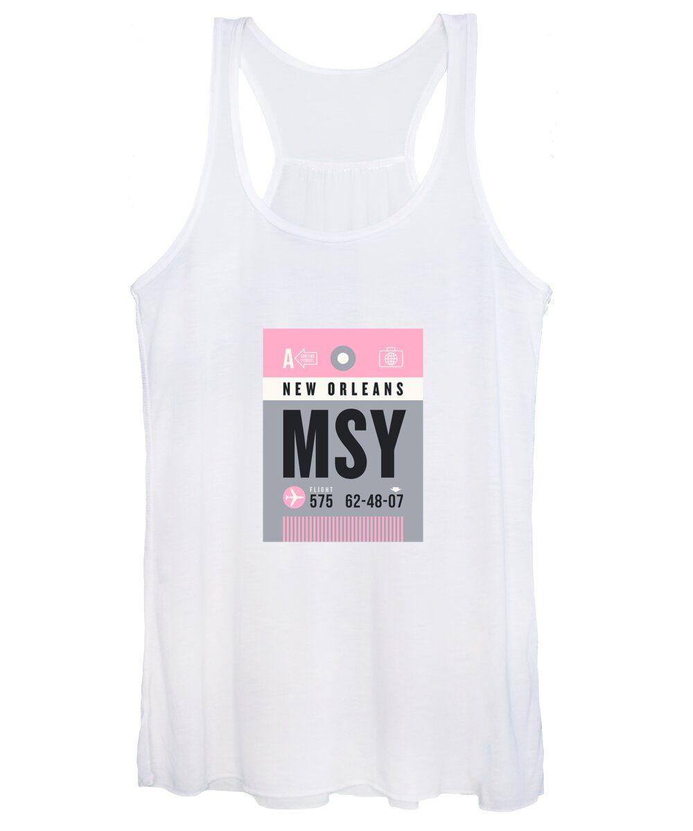 Airline Women's Tank Top featuring the digital art Luggage Tag A - MSY New Orleans USA by Organic Synthesis