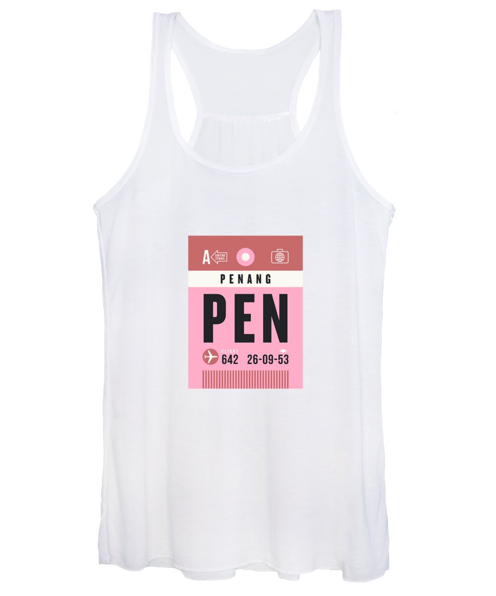 Airline Women's Tank Top featuring the digital art Luggage Tag A - PEN Penang Malaysia by Organic Synthesis
