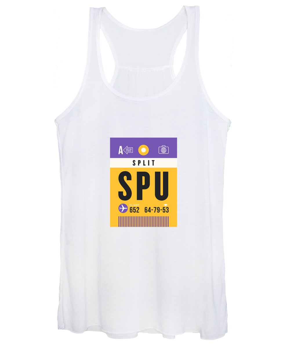 Airline Women's Tank Top featuring the digital art Luggage Tag A - SPU Split Croatia by Organic Synthesis