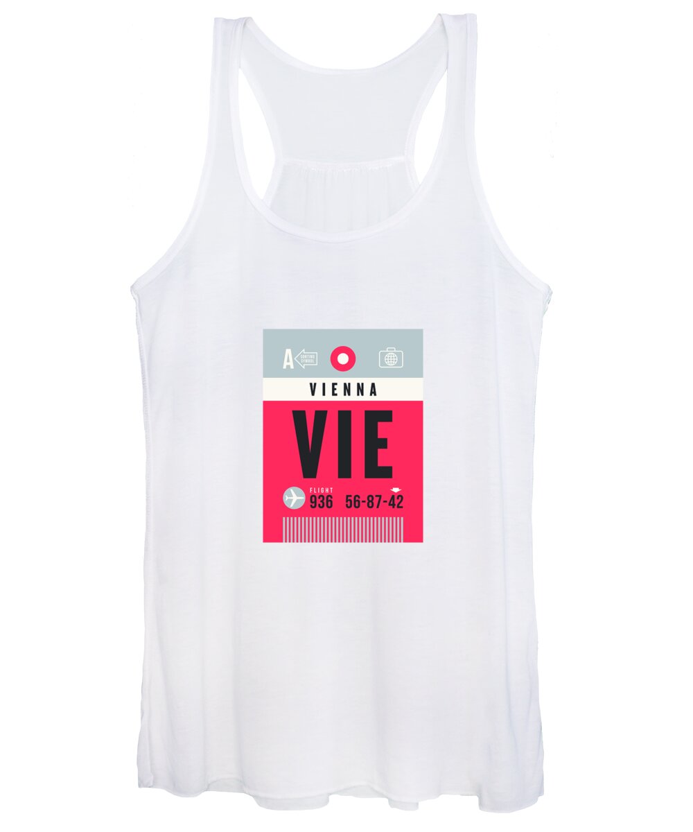 Airline Women's Tank Top featuring the digital art Luggage Tag A - VIE Vienna Austria by Organic Synthesis