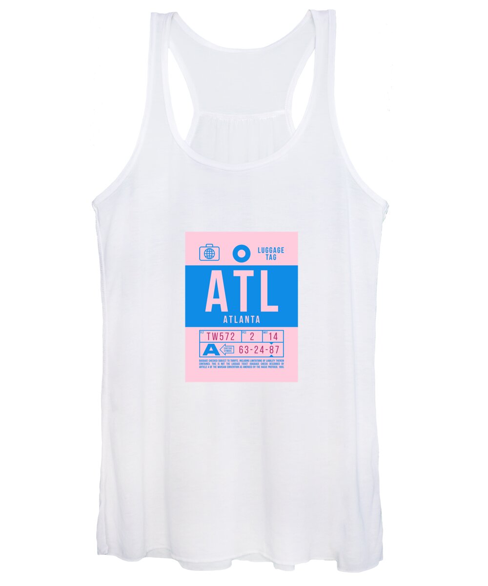 Airline Women's Tank Top featuring the digital art Luggage Tag B - ATL Atlanta USA by Organic Synthesis