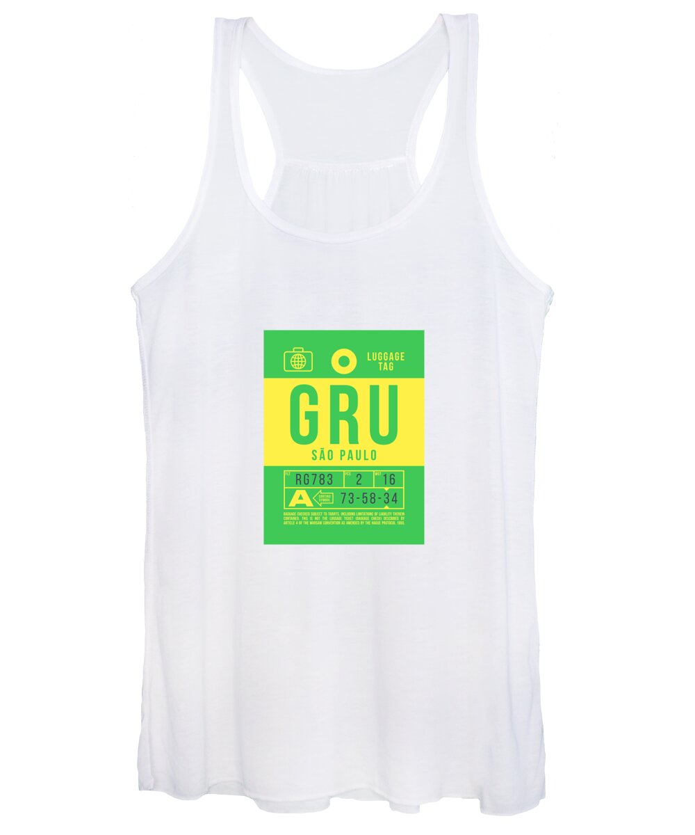 Airline Women's Tank Top featuring the digital art Luggage Tag B - GRU Sao Paulo Brazil by Organic Synthesis