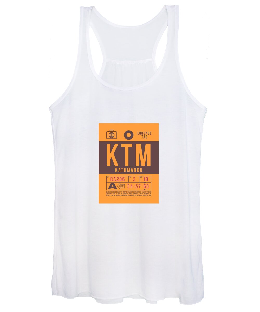 Airline Women's Tank Top featuring the digital art Luggage Tag B - KTM Kathmandu Nepal by Organic Synthesis