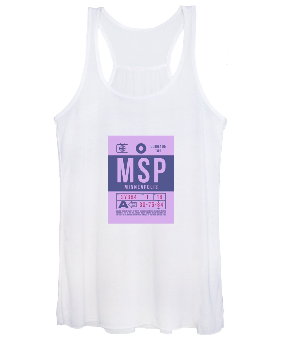 Airline Women's Tank Top featuring the digital art Luggage Tag B - MSP Minneapolis USA by Organic Synthesis