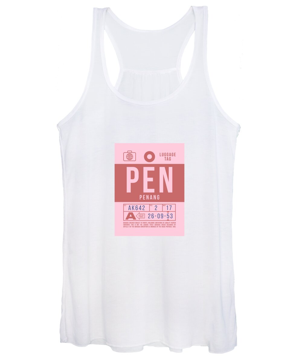 Airline Women's Tank Top featuring the digital art Luggage Tag B - PEN Penang Malaysia by Organic Synthesis