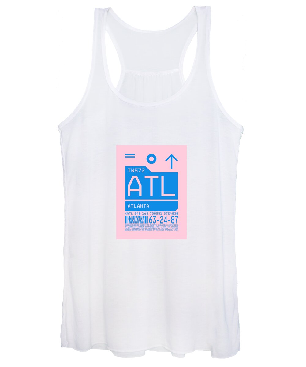 Airline Women's Tank Top featuring the digital art Luggage Tag C - ATL Atlanta USA by Organic Synthesis