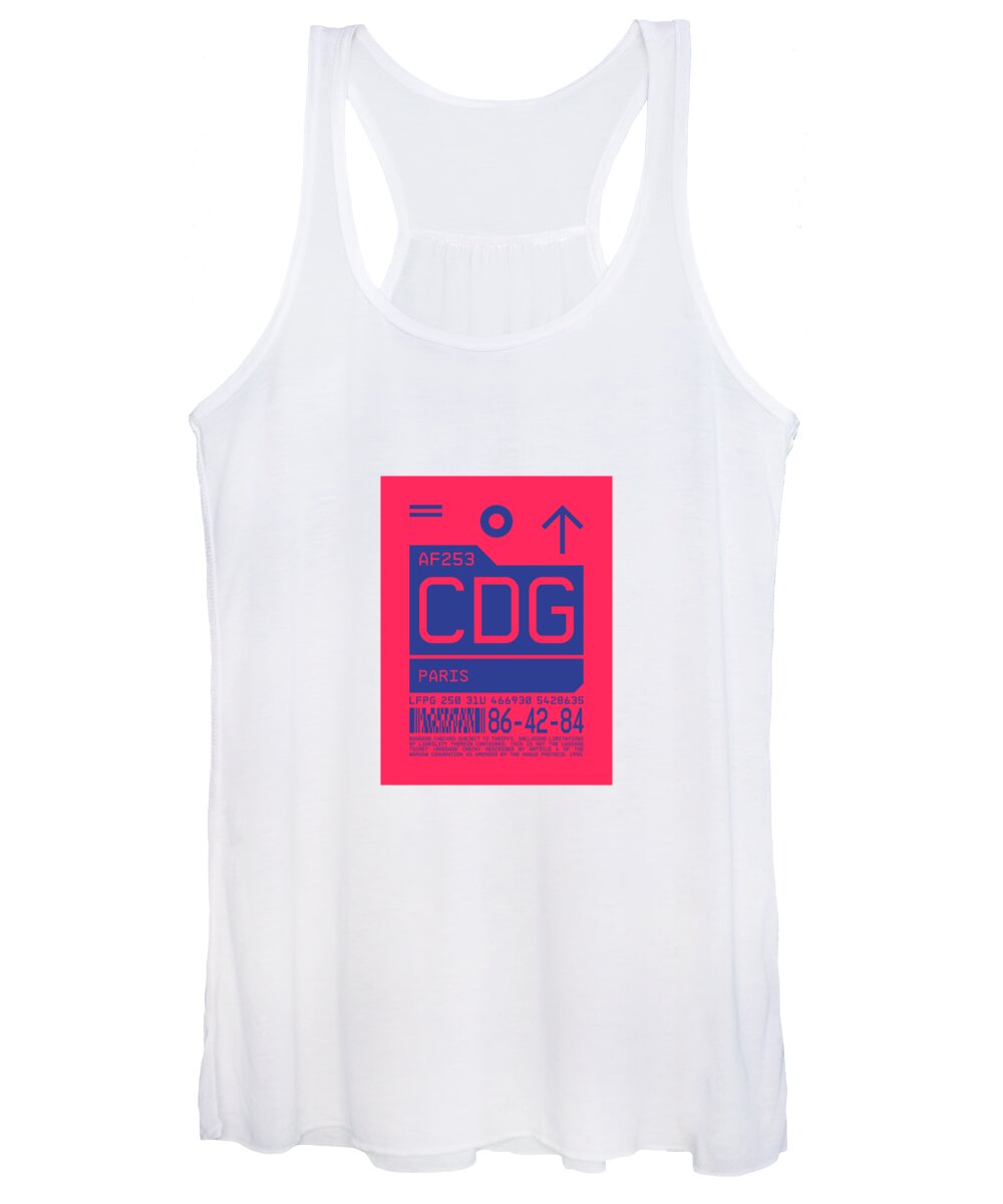 Airline Women's Tank Top featuring the digital art Luggage Tag C - CDG Paris France by Organic Synthesis