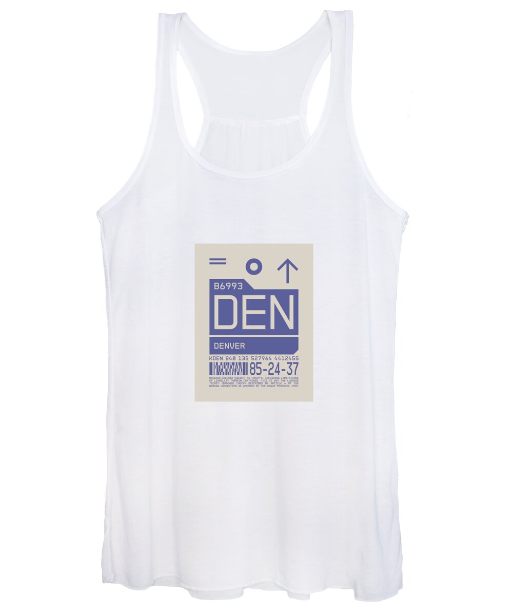 Airline Women's Tank Top featuring the digital art Luggage Tag C - DEN Denver USA by Organic Synthesis