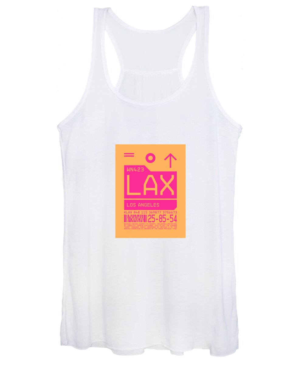 Airline Women's Tank Top featuring the digital art Luggage Tag C - LAX Los Angeles USA by Organic Synthesis