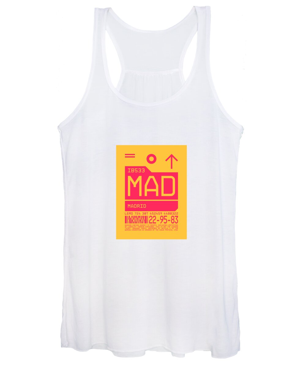 Airline Women's Tank Top featuring the digital art Luggage Tag C - MAD Madrid Spain by Organic Synthesis