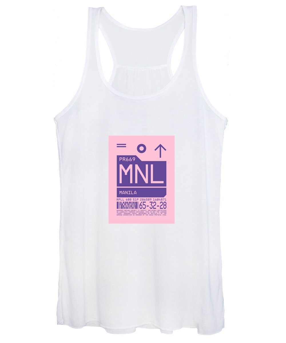 Airline Women's Tank Top featuring the digital art Luggage Tag C - MNL Manila Philippines by Organic Synthesis