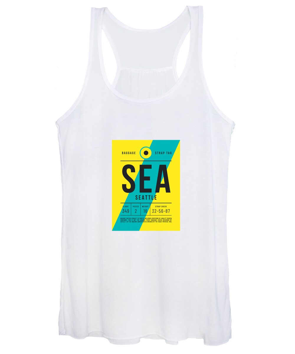 Airline Women's Tank Top featuring the digital art Luggage Tag E - SEA Seattle USA by Organic Synthesis