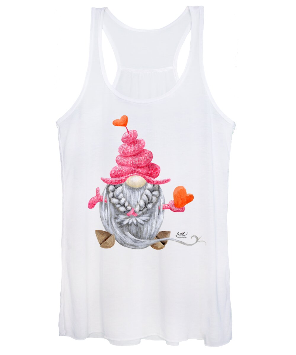 Gnome Women's Tank Top featuring the painting Luv Gnome by Annie Troe